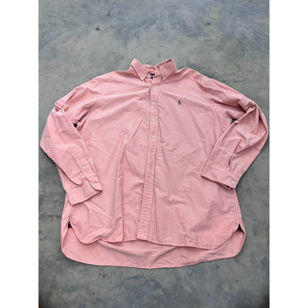 Ralph Lauren Shirt Mens XL Pink Classic Fit Pony Logo Collared Business Oxford